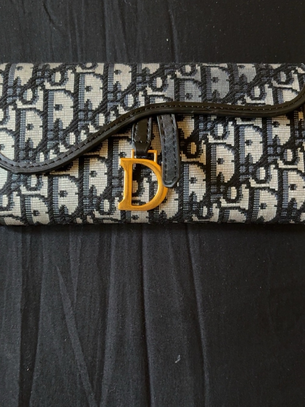 Unknown source , Black and White Jacquard 'D' Logo Clutch
